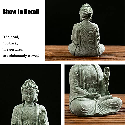 fazhongfa Mini Buddha Statue 4.7 Inch Natural Stone Handmade Buddha Sculptures Creative Zen Garden Aquarium Fish Tank Decorations Home Decor to Friend Family Mom Father as Gift (Contemplate) - style: Contemplate