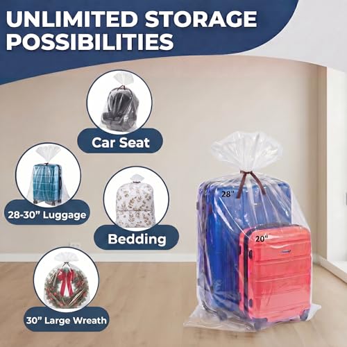 Wowfit 5 CT 40x60 inches Extra Large Clear Plastic Bags Perfect for Car Seat, Luggage, Suitcase, Stroller, Chair, Kids Bike and Attic Storage (2 Mil Flat Bags) - size: 40"x60"