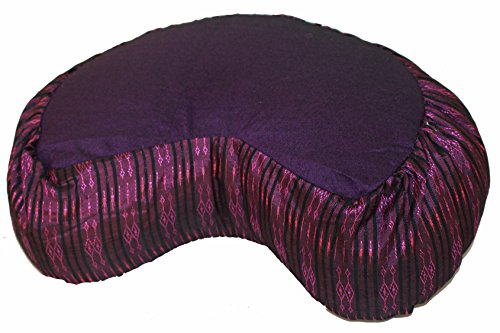 Meditation Cushion Crescent Zafu - Global Weave Violet - color: Violet