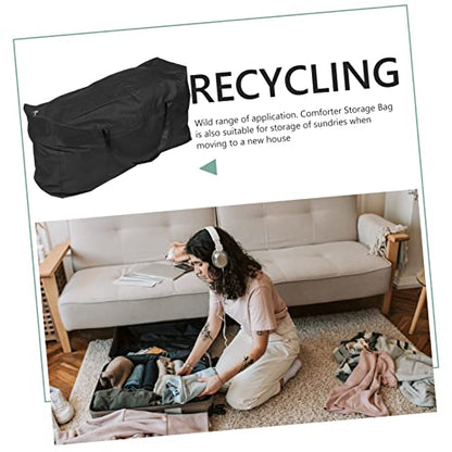 Large Capacity Clothes Storage Bag Tote Bag for Travel Moving House Packing Bag - color: Black