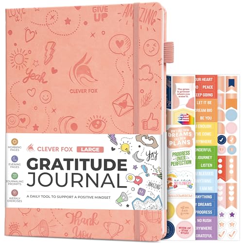 Clever Fox Gratitude Journal Large – Happiness, Positivity & Affirmation Journal – Inspirational Daily Notebook, 3 Months, 8.3x11” (Peach Pink) - color: Peach Pink, size: A4 (8.5" x 11")
