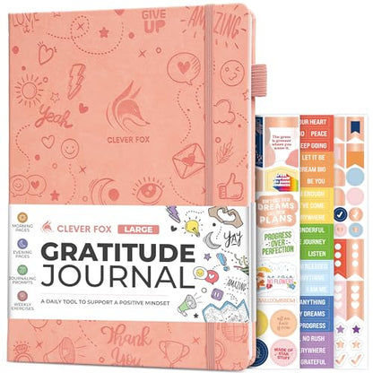 Clever Fox Gratitude Journal Large – Happiness, Positivity & Affirmation Journal – Inspirational Daily Notebook, 3 Months, 8.3x11” (Peach Pink) - color: Peach Pink, size: A4 (8.5" x 11")