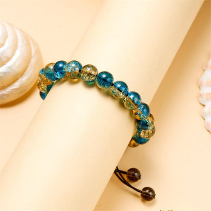 LANG XUAN Beaded Stretch Bracelets for Women Men Healing Crystal Stone Bracelet Bead Adjustable Unisex Gemstones Bracelets 10MM Weave Jewelry Gifts - color: 2pcs Yellow blue