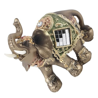 WAL FRONT Lucky Feng Shui Green Elephant Statue Sculpture Wealth Figurine Gift Home Decoration (Green Medium) - size: Green medium