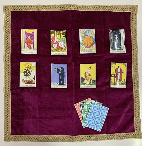 SMMS Spiritual Velvet Table Cloth Altar Tarot Spread (Wine, Medium- 61cm*61cm/ 24inch*24inch) - color: Wine, size: Medium- 61cm*61cm/ 24inch*24inch