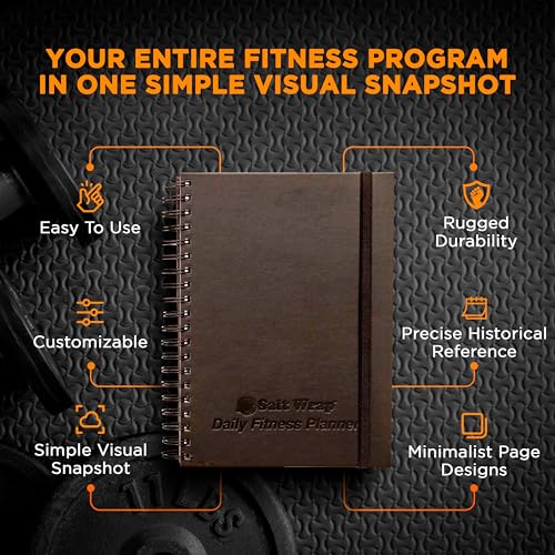Daily Fitness Planner - Gym Workout Training Log, Weightlifting Exercise Journal, and Food/Diet Tracker - Daily and Weekly Pages, Goal Tracking, Spiral-Bound, 7 x 10 inches