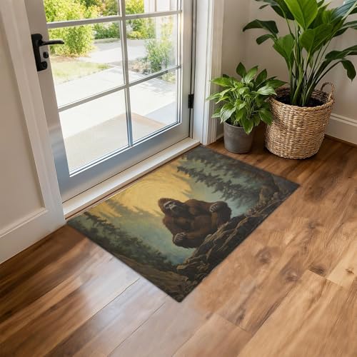 Gorilla Meditation Print Area Rugs 35.4x23.6 in, Imitation Cashmere Carpet Floor Mat for Living Room Bedroom Front Door Kitchen Entryway