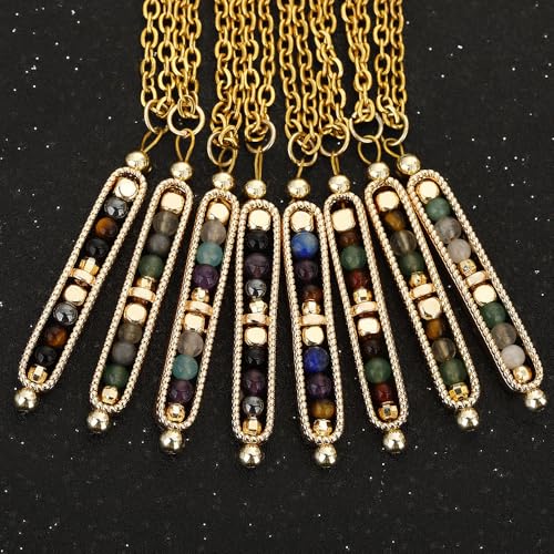 KZL Healing Crystals Necklace Spiritual Crystal Pendant Necklace for Women Men Reiki Natural Stones Beaded Stress Relief Anxiety Necklace Empath Protection New Beginnings Good Luck Gifts - style: Good Luck