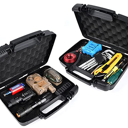 Small Hard Case with Foam, 10" Lightweight Pluck Foam Padded Protection Carrying/Storage Case - Customizable Interior for GoPro, Camera, iPhone, Tablet, Black - Outer Size:10.5” x 8.5” x 3” - style: Inner 10" X 6.2" X 2.8"