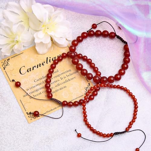 BONNY BOXX Braided Genuine Bracelet, Elegant Handcrafted Natural Gemstone Crystal Bracelet Healing Power Energy Inspirational Gifts with Card for Unisex - color: Carnelian, size: 10MM