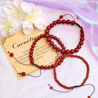 BONNY BOXX Braided Genuine Bracelet, Elegant Handcrafted Natural Gemstone Crystal Bracelet Healing Power Energy Inspirational Gifts with Card for Unisex - color: Carnelian, size: 10MM