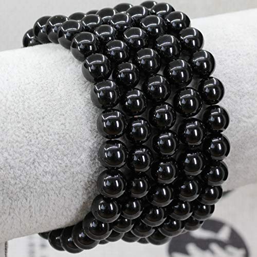 Keleny Gem Semi Precious Gemstones 8mm Natural Stone Round Beads Crystal Stretch Bracelets 7 Inch Unisex - color: 8mm Black Tourmaline