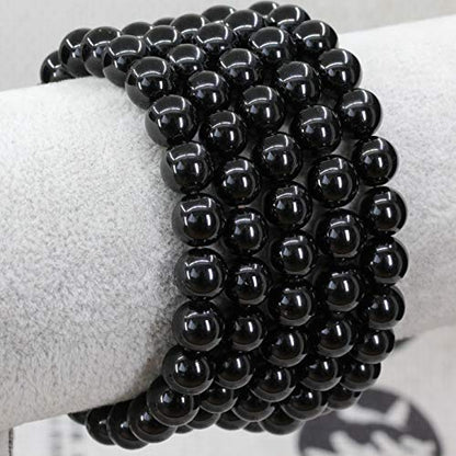 Keleny Gem Semi Precious Gemstones 8mm Natural Stone Round Beads Crystal Stretch Bracelets 7 Inch Unisex - color: 8mm Black Tourmaline