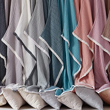 SE SOFTEXLY Muslin Throw Blanket,100% Cotton Blankets for Adults and Baby, Grey 4-Layer Soft Breathable Bed Throw Blankets All Season,King Size Blanket(90"x102",Grey) - color: 7-grey, size: King-90" X 102"