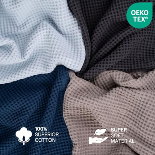 Throw Blanket for Couch, 100% Cotton Soft Lightweight Breathable Summer Blanket Throws, Waffle Weave Throw Size Bed Blanket: Grey (50"x60") - color: Grey, size: Throw (50" x 60")