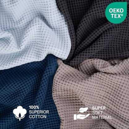 Throw Blanket for Couch, 100% Cotton Soft Lightweight Breathable Summer Blanket Throws, Waffle Weave Throw Size Bed Blanket: Grey (50"x60") - color: Grey, size: Throw (50" x 60")