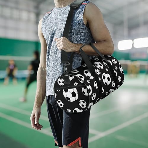 Soccer Balls Football Cylindrical Portable Fitness Bag, Large Capacity Handbag - color: soccer balls football