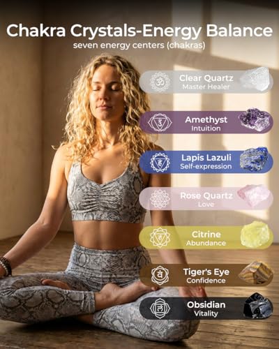 Crystals and Healing Stones Set, Chakra Healing Crystals, 7 Chakra Stones Set, Chakra Bracelets, Rose Crystal Wand and Ball, Reiki Energy Balance and Protection, Relief Anxiety Stress Gifts for Women - color: Colorful (Set 13)
