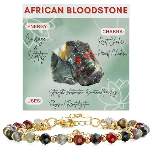 Farfume Crystal Bracelet Beaded Bracelets 4mm Natural Stone Beads Gemstone Handmade Jewelry Gift for Women - color: African Bloodstone-Courage & Vitality