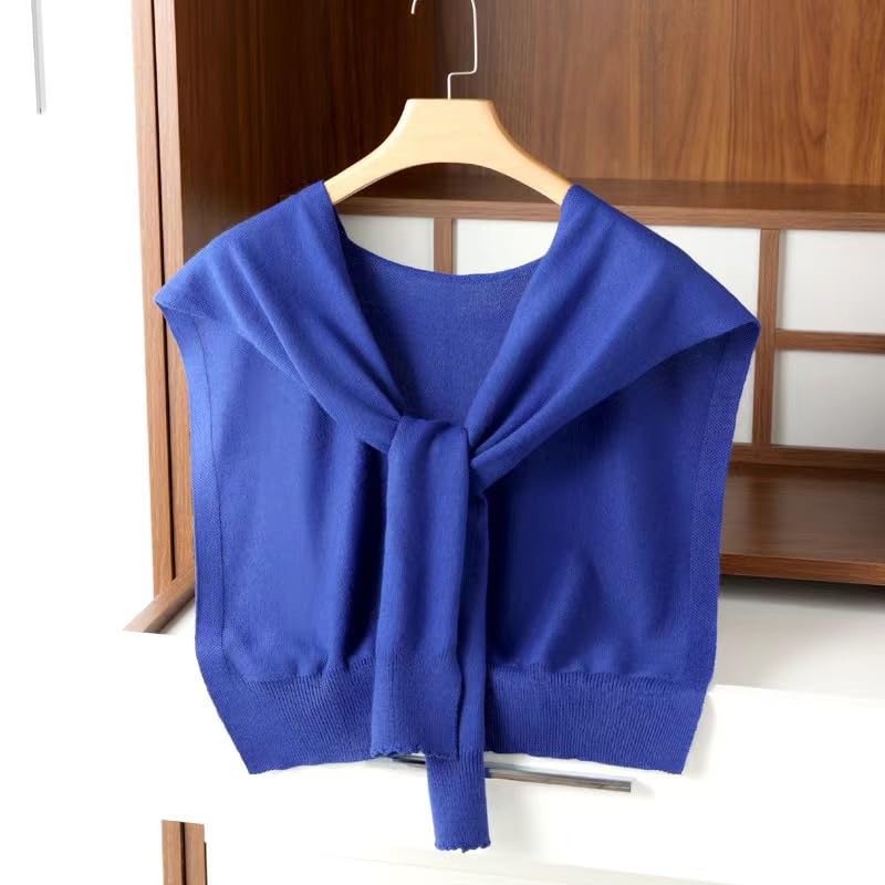 WaJuemy Sweater Shawl Wraps for Women Sweater Knitted Knotted Shawls Travel Casual Scarf Cape Shoulder Tops Fashion Wrap - color: Blue