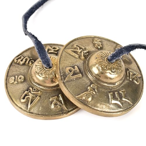 Tibetan Tingsha Cymbals Drawstring Meditation Chime Bells 6.5CM/ 2.6 Inch Chime Bells for Stress Relief, Meditation