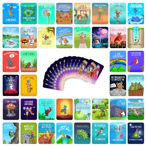45 Affirmation Cards for Kids - Standard Edition – 2.5x3.5 in – Conversation Notes for Children and Toddlers – Mindfulness, Social Skills, CBT Therapy – Lunch, School Counselors, Teachers, Parents