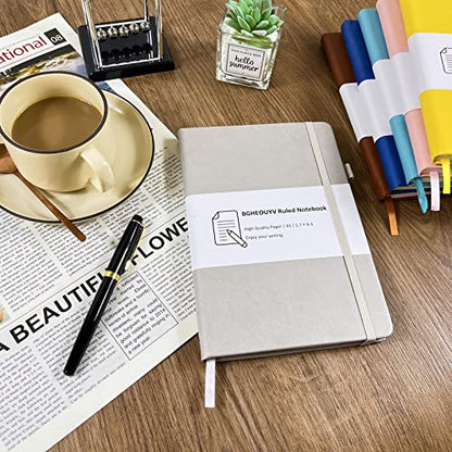 Notebook Journal, College Ruled Notebook Lined A5 160 Pages,Hard Cover Journals for Writing, Notebooks for Work Office School Women Men,5.7 inches x 8.4 inches(Light Grey) - color: Light Grey