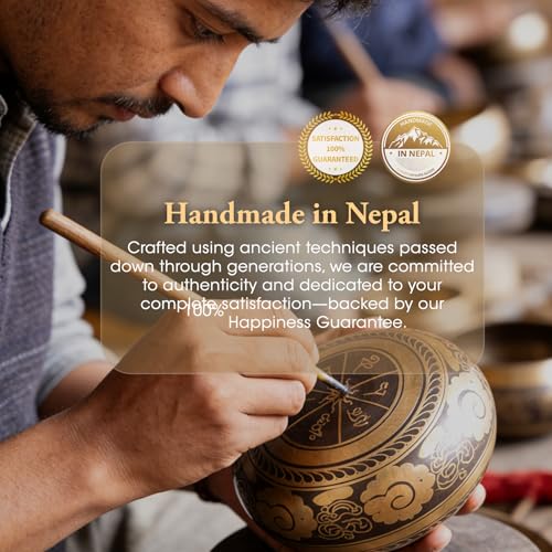 2-Pack Tibetan Singing Bowls Set - 100% Handmade in Nepal, Sound Bowl Meditation Set for Yoga, Chakra Healing, Meditation Gifts, Unique Gifts for Women - color: Red