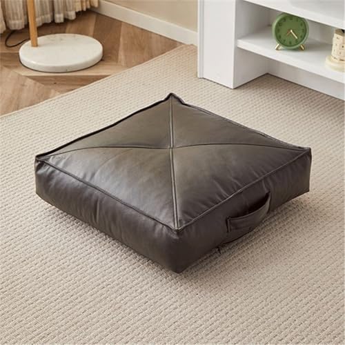 5.9" Thick Japanese Floor Cushion, Square Tatami Seat Pad, Faux Leather Meditation Pillow For Yoga, Living Room, Window Seat, Bedroom, Portable Waterproof (Size:60*60*15cm/24*24*5.9in,Color:Dark Grey) - color: Dark Grey, size: 60*60*15cm/24*24*5.9in