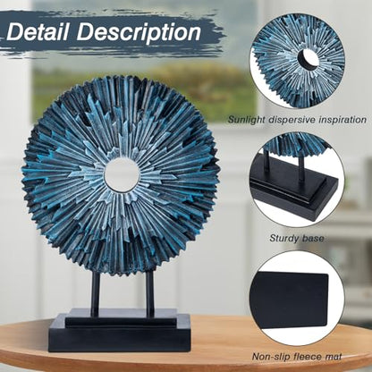 Round Statue HomeDecor Kitchen, Modern Decorative Sculpture Decorations for Living Room Coffee Table, Office Decor Shelf, Center Tabletop Decoration (Blue)