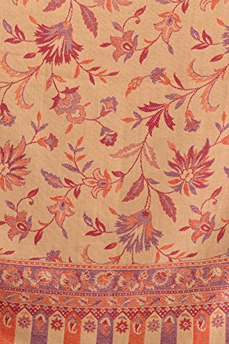 Exotic India Women Reversible Jamawar Wool Shawl with Woven Flowers | Ethnic Beautiful Floral Weave Stole, Dupatta - color: Grape Nectar