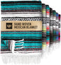 Authentic Extra Large Mexican Blanket - 70"x50" Handwoven Yoga, Serape, Artisanal Falsa, Beach, Camping, Picnic, Outdoor Blanket (Emerald) - color: Emerald