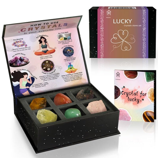 Natural Crystal Box Set Yoga Meditation Crystal Set Mood Balance Crystal Stone (Lucky Crystal Box Set) - color: Lucky Crystal Box Set