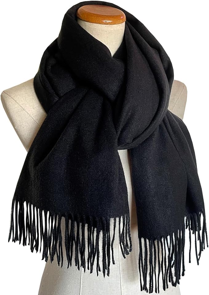 Rodaruus Women's Scarf Solid Color Shawl and Wrap. Super Soft Warm Long Large Scarf Pashmina with Cashmere Feel - color: Black