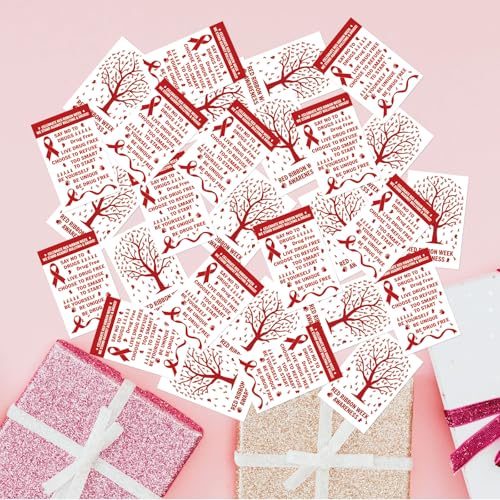 240 Pcs Multicolor Ribbon Card All Breast Cancer Awareness Cards Mental Health Postcard Domestic Violence Oncology Overdose Awareness Inspirational Gift for Home Office (Red Ribbon) - color: Red Ribbon