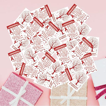 240 Pcs Multicolor Ribbon Card All Breast Cancer Awareness Cards Mental Health Postcard Domestic Violence Oncology Overdose Awareness Inspirational Gift for Home Office (Red Ribbon) - color: Red Ribbon