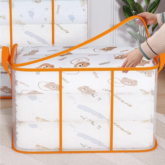 21.6×15.7×19.6 In Transparent Clothing Storage Bags, Comforter Storage Bags, Collapsible Closet Organizers, with Reinforced Handles & Sturdy Zippers