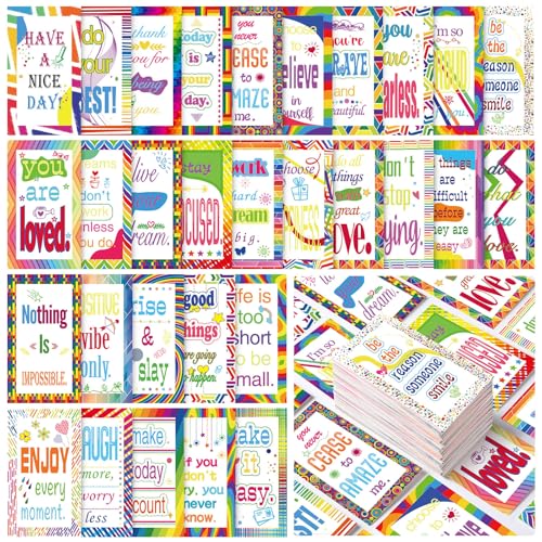 Jinei 300 Inspirational Affirmation Cards Bulk Daily Positive Motivational Gifts Cards Small Mini Encouragement Quotes for Women Coworker Team(Rainbow Style) - style: Rainbow Style