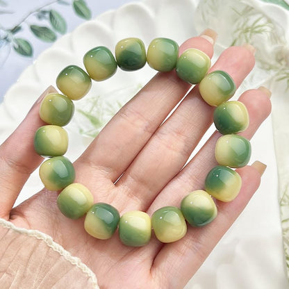 MUDI Bracelet For Women, Bodhi Seed Beads Bracelets Fidget Healing Energy Protection Stretch to My Man Jewelry Gift - color: Round Ink Brown