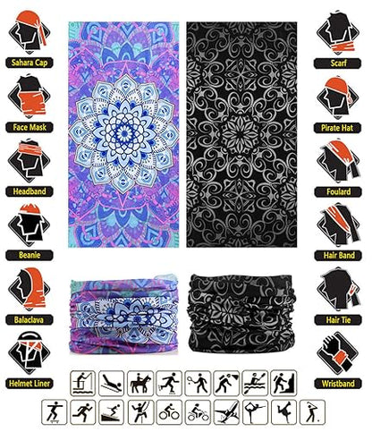 Headband Neck Gaiter Head Wrap Headwear Face Mask Magic Scarf Bandana for Men and Women - color: 6pc.pink Series