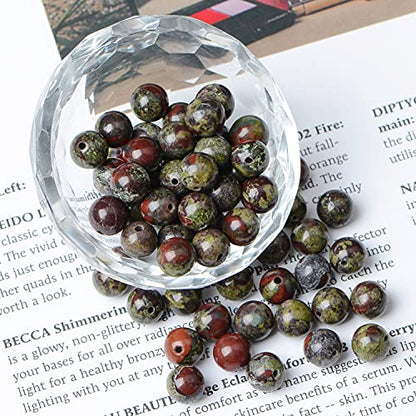 AD Beads 8mm Natural Round Loose Beads 110 Pieces, for Making 108 Mala Prayer Beads Necklace, Bracelet & Yoga Meditation, Jewelry Design (Bloodstone) - color: Bloodstone, size: 8mm-110pcs