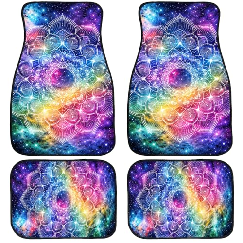 4 Piece Mandala Car Floor Mats Full Sets Rainbow Galaxy Star Cosmic Meditation Art Automotive Foot Mats Rugs Carpet for Car Non-Slip Auto Car Accessories Universal Fit Car Accessories for Truck - color: Mandala