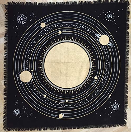 Indian Consigners Altar Cloth Solar System Sun, Star & Moon Universe Premium Witchcraft Alter Tarot Spread Top Cloth Wicca Square Spiritual 18 by 18 Sacred(Solar System) - size: 18" x 18" (Square)