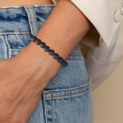 Healing Crystal Bracelet for Women, Natural Stone Beaded Healing Crystal Bracelet Triple Protection Stress Relief Beads Jewelry Birthday Gifts Jewelry for Her - style: Black Lava