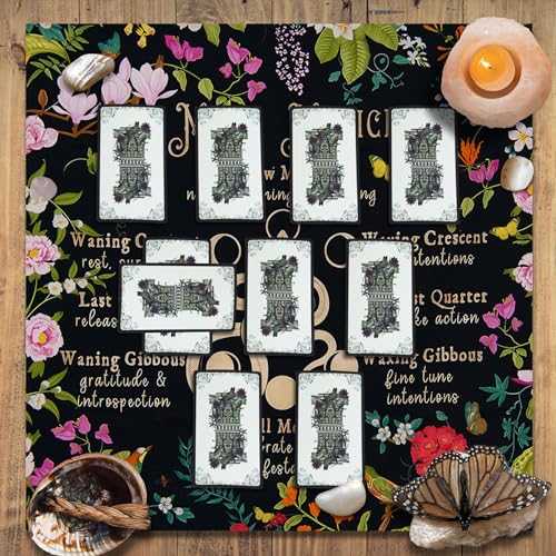 Knana Tarot Altar Cloth - Silk Mat for Reading with Tarot Card Bag (Moon Magic) - color: Moon Magic