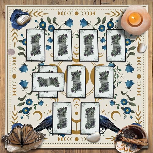 Knana Tarot Altar Cloth - Silk Witchcraft Mat for Reading - Includes Tarot Card Bag (Sun Moon) - color: Sun Moon