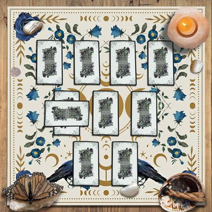 Knana Tarot Altar Cloth - Silk Witchcraft Mat for Reading - Includes Tarot Card Bag (Sun Moon) - color: Sun Moon