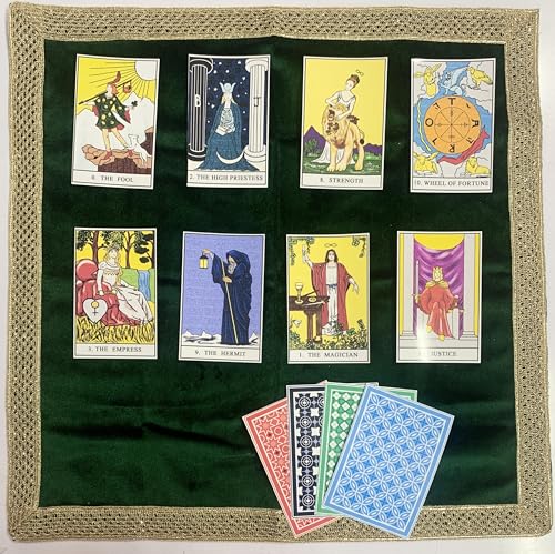 SMMS Spiritual Velvet Table Cloth Altar Tarot Spread (Green, Medium- 61cm*61cm/ 24inch*24inch) - color: Green, size: Medium- 61cm*61cm/ 24inch*24inch