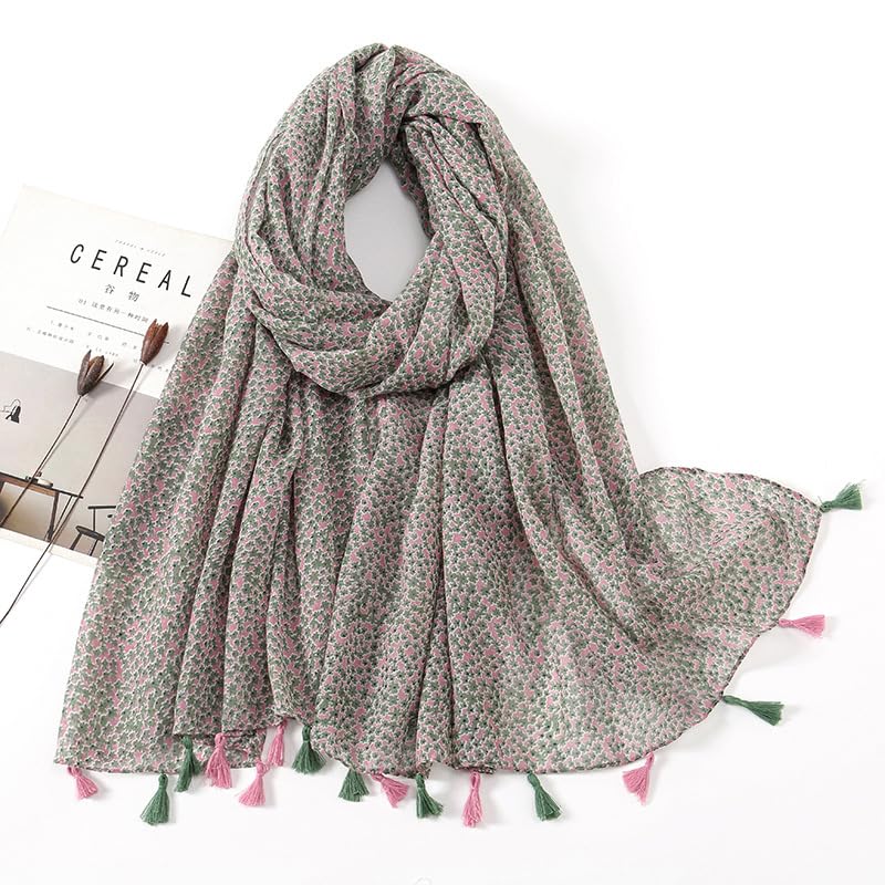 YOUR SMILE Large Boho Scarf for Women Lightweight Floral Printed Scarves Fall Winter Fashion Fringed Shawl wraps - color: 27
