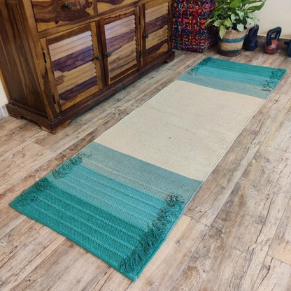 Indian Handmade100 % Organic Anti Skid Multi Colour Cotton Yoga Mat - Eco-Friendly Hand-Woven Rug - Non-Slip & Thick (24”x72”x5mm) for Hot yoga & Everyday Fitness at Home - Comfortable & Foldable Extra-Long Mat - color: Multi 1